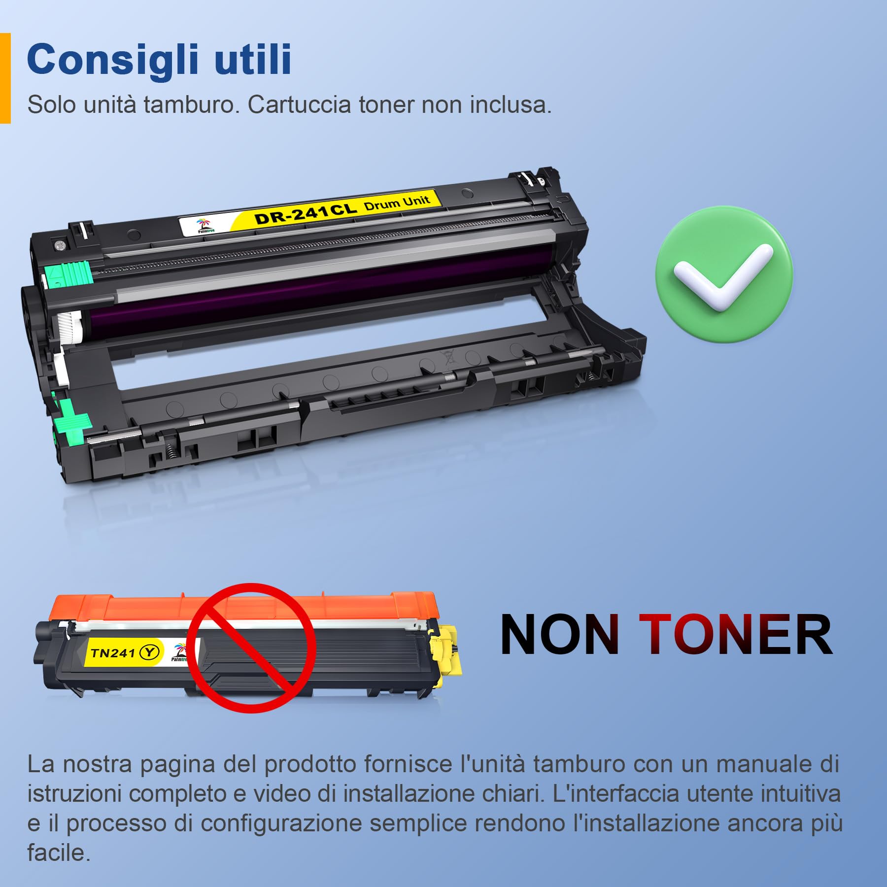Palmtree DR241CL Tamburo Compatibile con Brother DR-241CL per Tamburo Brother MFC 9340CDW MFC-9340CDW MFC-9140CDN MFC 9140CDN MFC-9130CW MFC-9330CDW DCP 9020CDW DCP-9015CDW HL-3140CW HL 3150CDW