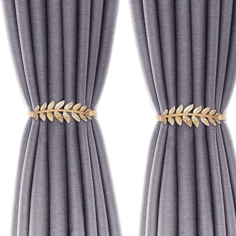 Image of royalkart Premium Curtain Tiebacks Curtain Holdbacks Adjustable Decorative Alloy Curtain Straps Curtain Clip Buckle (Gold)(Pack-2)