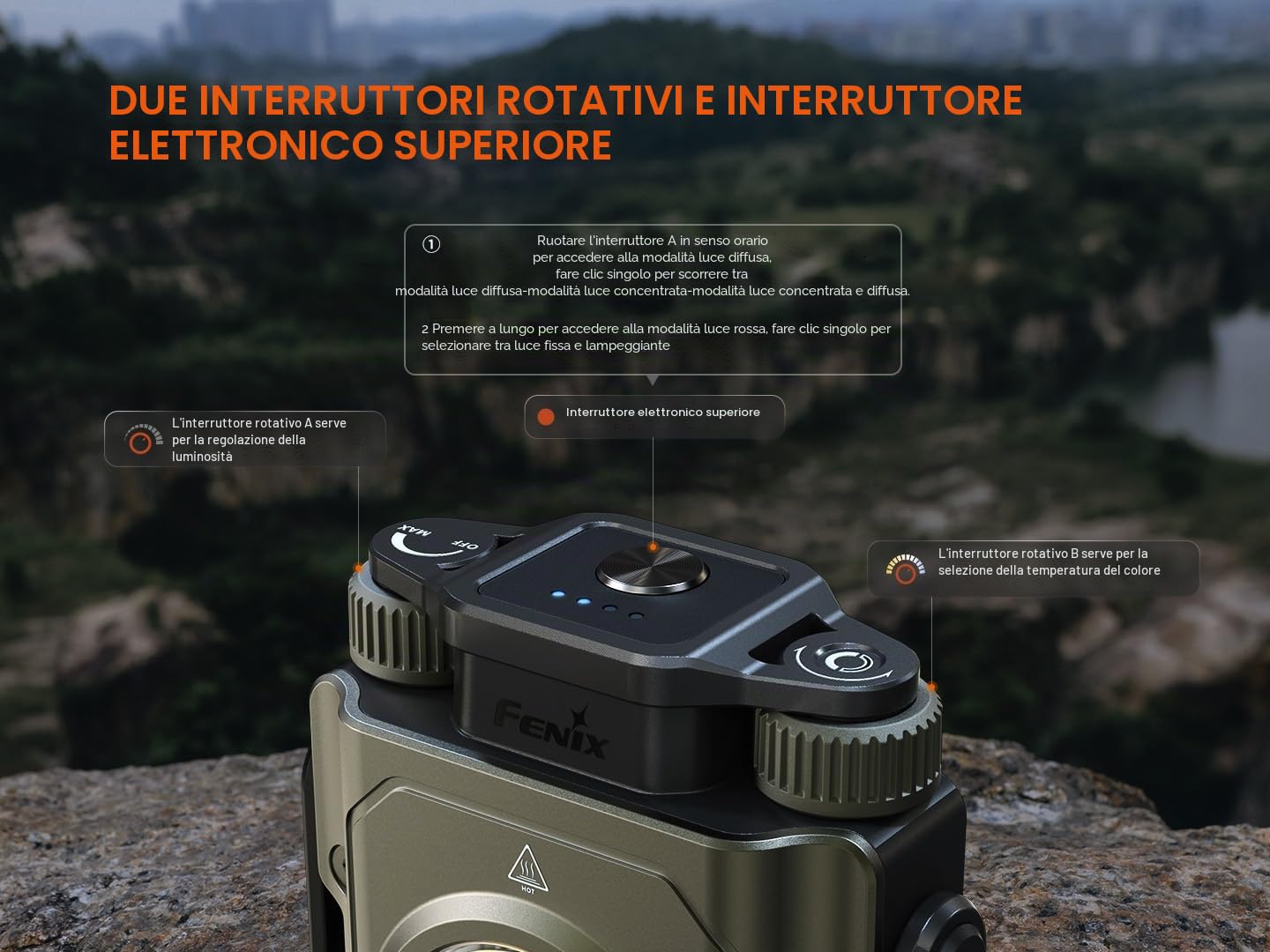fenix CL27R Lanterna ricaricabile multi fascio | 1600 lumen | 180 m | 285 ore max | Modalità luce rossa | Regolazione continua della temperatura del colore e della luminosità | Manico magnetico a 360°
