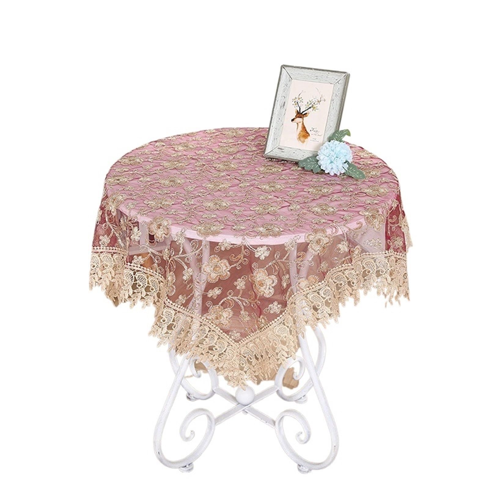 SHENJMAI Vintage Lace Table Lace Embroidery Tablecloth Wedding Party Dining Table Cloth Bedroom Balcony Coffee Small Round Cover Decoration(C 40x90cm)