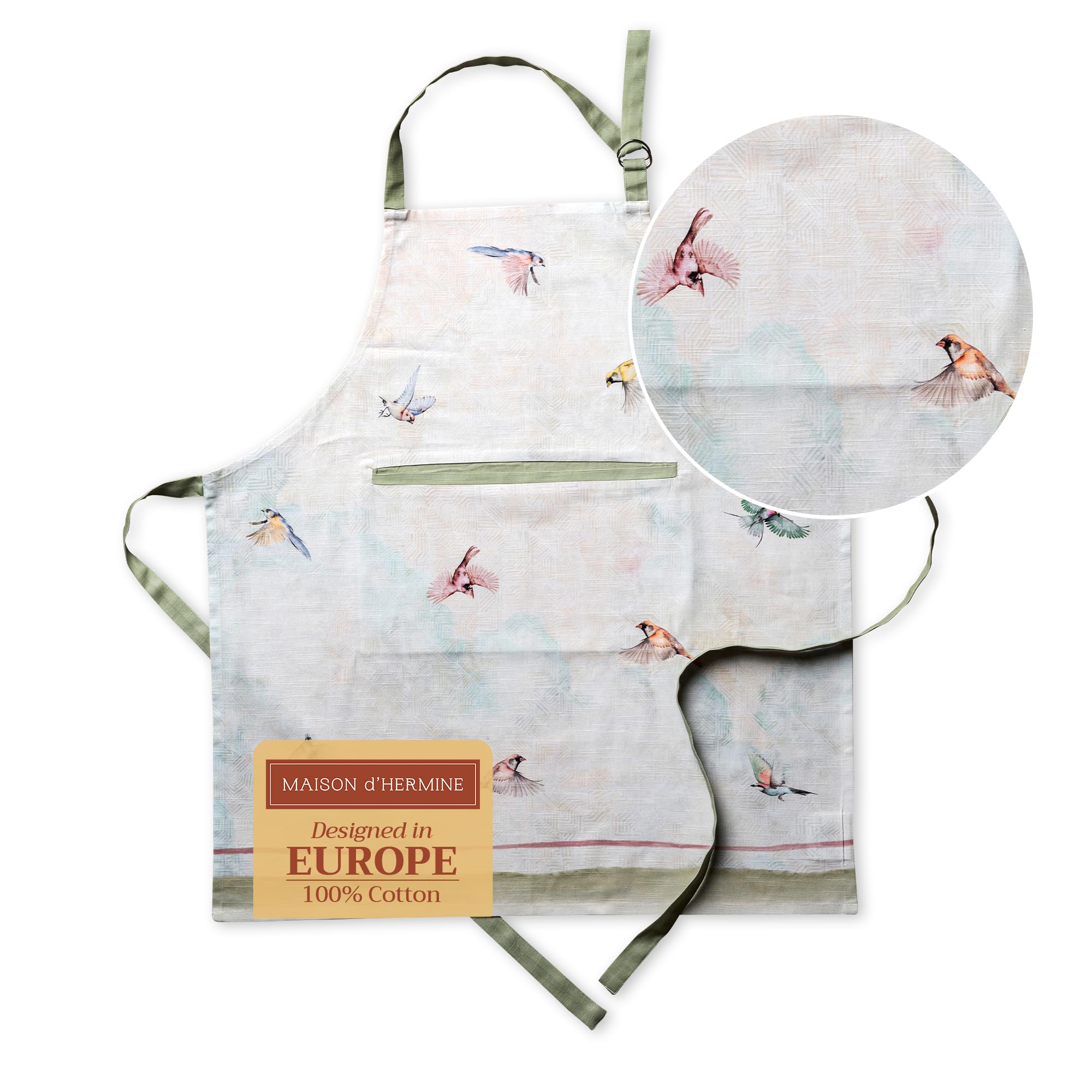Maison d' Hermine Schürze, 100% Baumwolle, 1 Stück, verstellbarer Nackenriemen, Schürze mit Mitteltasche und langen Bändern für Damen, Herren, Koch