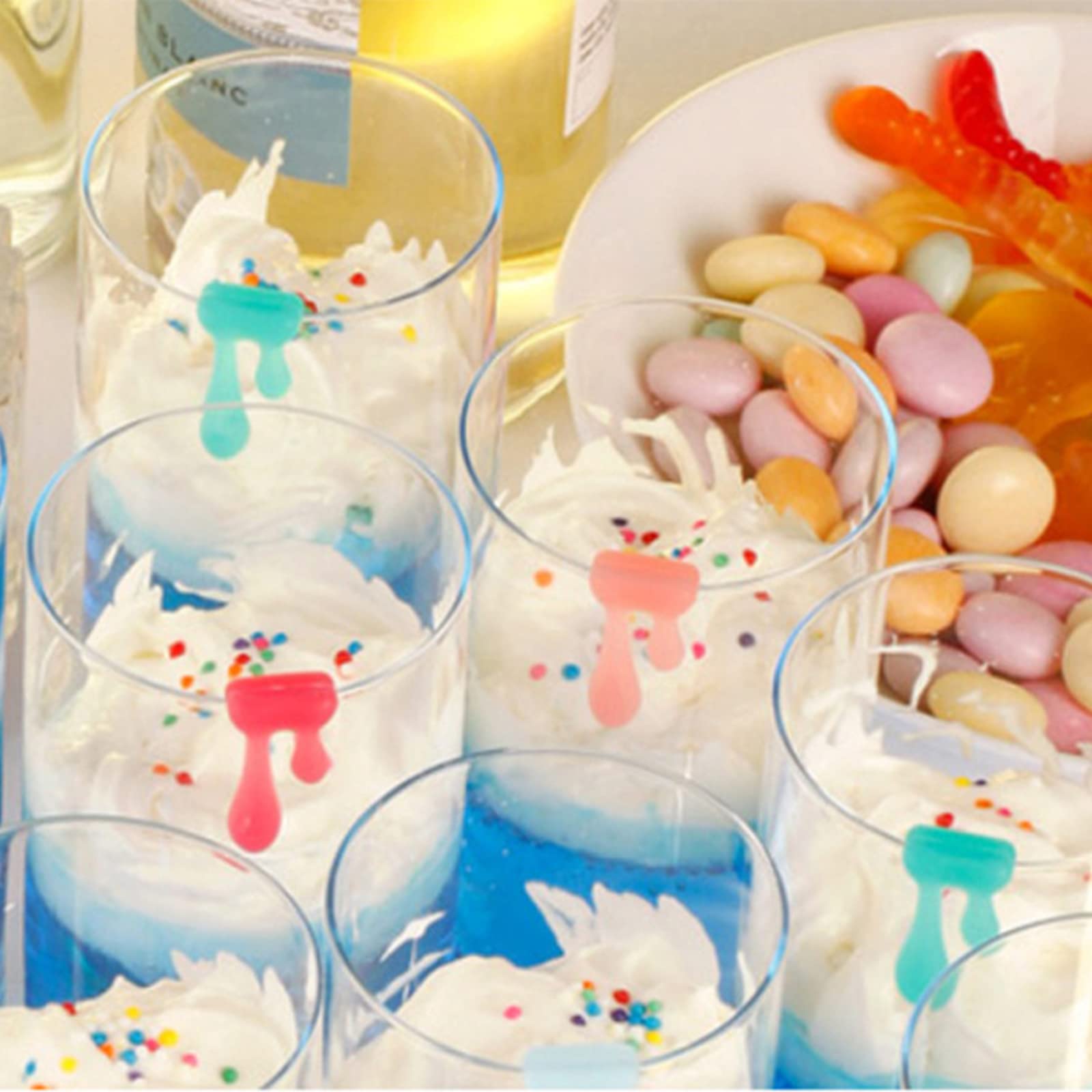 Lot De 18 Étiquettes En Verre à Vin En Silicone - Marqueurs Colorés Pour Fêtes