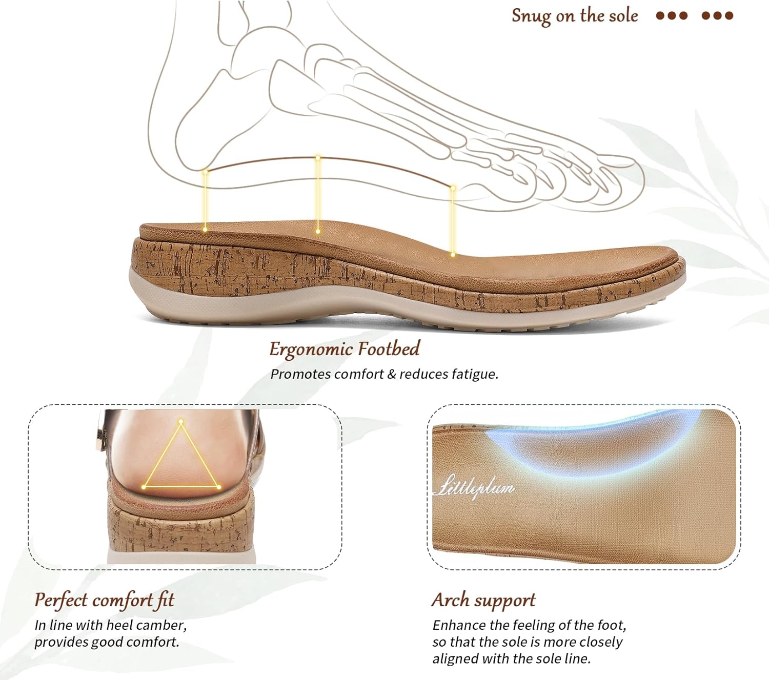 Littleplum Women Flat Sandals Arch Support Open Toe Slip on Gladiator Sandals Comfy Walking Summer Shoes for Beach Travel Casual Dressy - Image 3