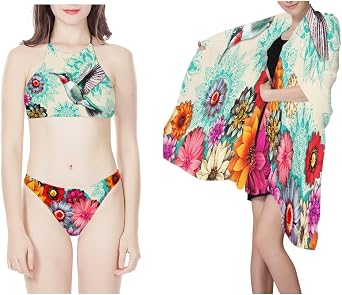 Bikini Beach Towel Two Piece Set Women Tummy Control Bathing Suits Modest High Waisted Bikini Sets Halter