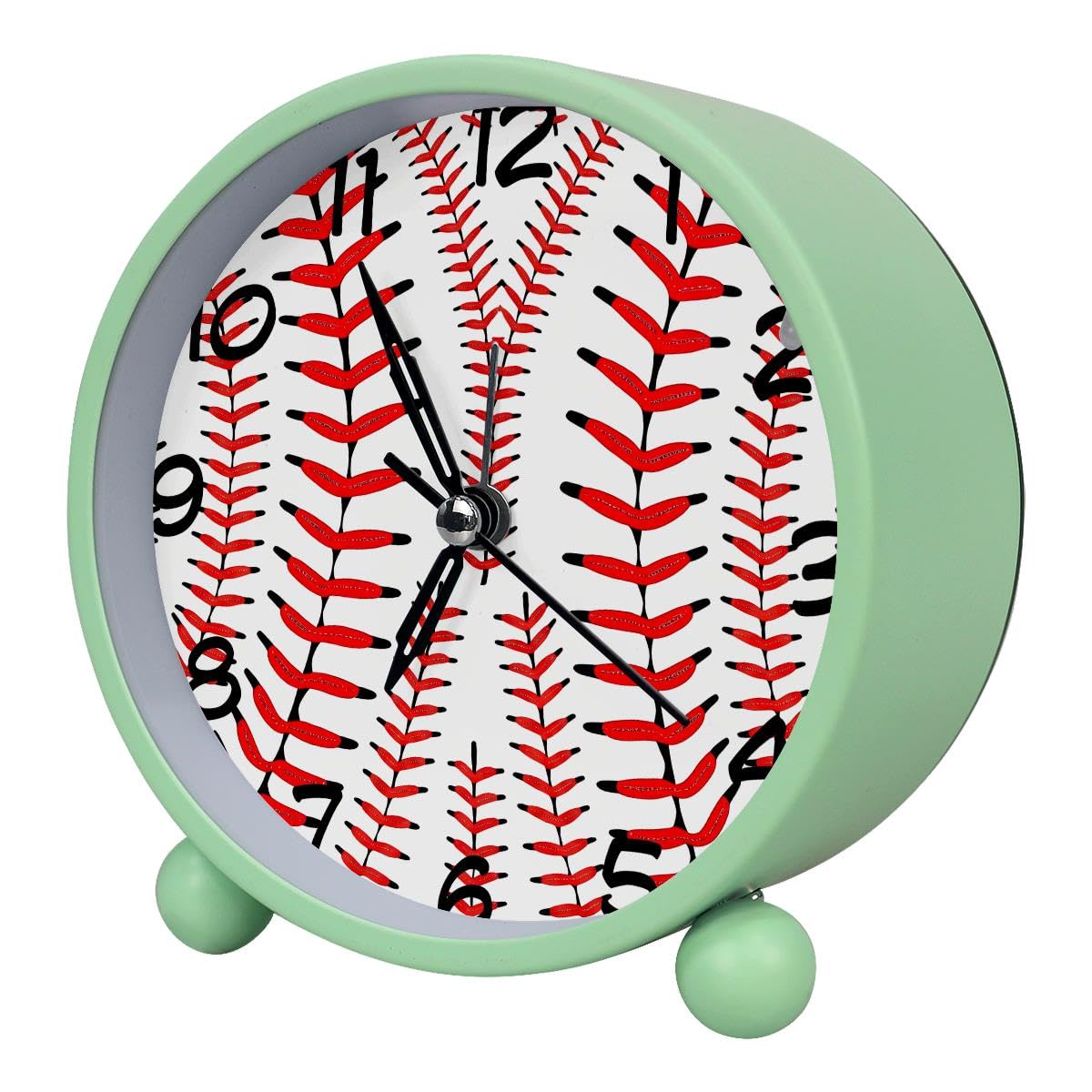 Luoweisi Analog Alarm Clock Baseball, Silent Non-Ticking with Night Light, Battery Operated, Round Desk Alarm Clock for Office, Bedroom, Elderly, Adults, Children, Student Gifts