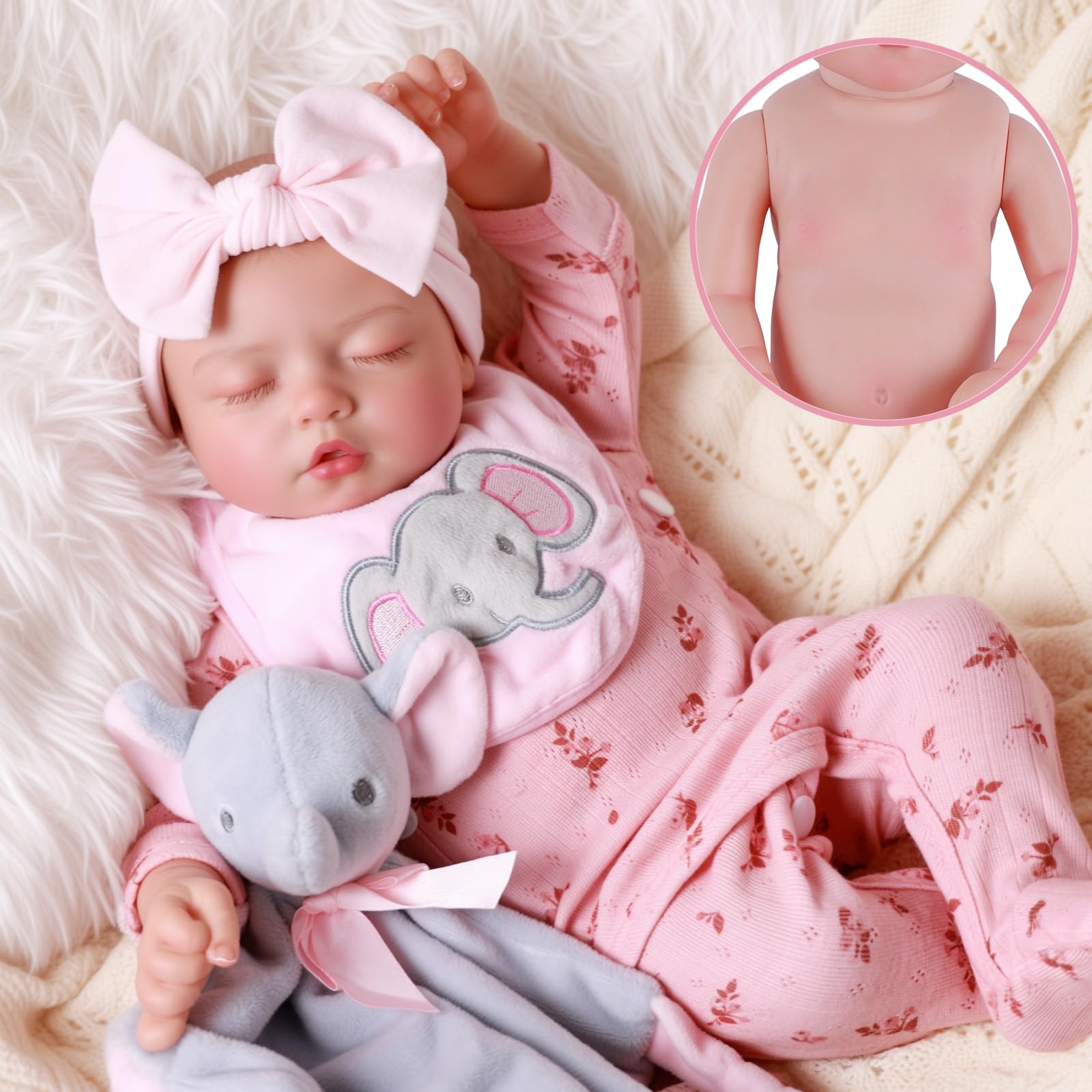 BABESIDE Reborn Bambole Realistica 43cm - Bambole Neonata in Vinile Dipinto a Mano - Idea Regalo per Bambina e Collezionisti - Morbida e Lavabile