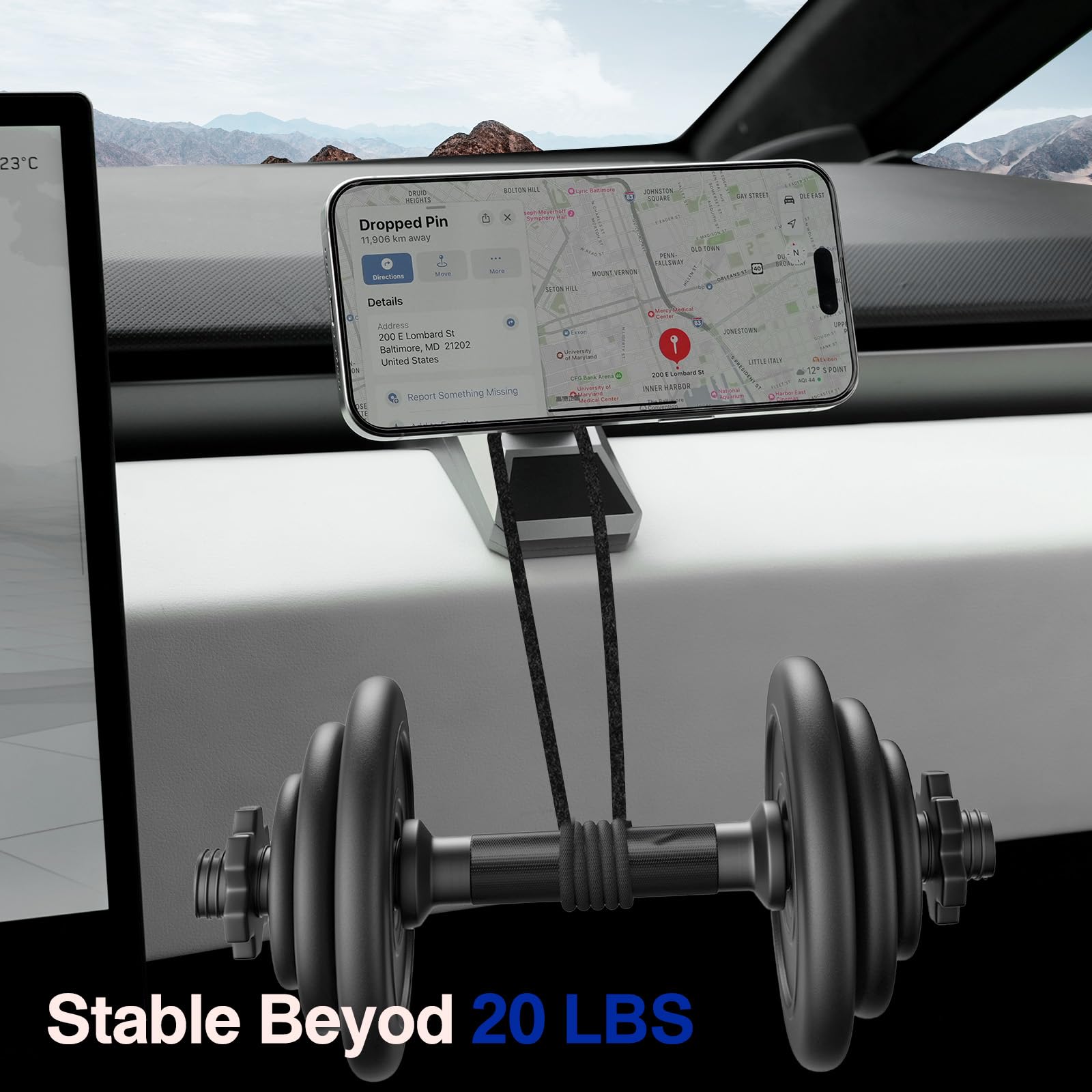 Soporte magnético para teléfono Tesla Cybertruck 2024, soporte ajustable para teléfono para accesorios Cybertruck compatibles con teléfono con anillo magnético