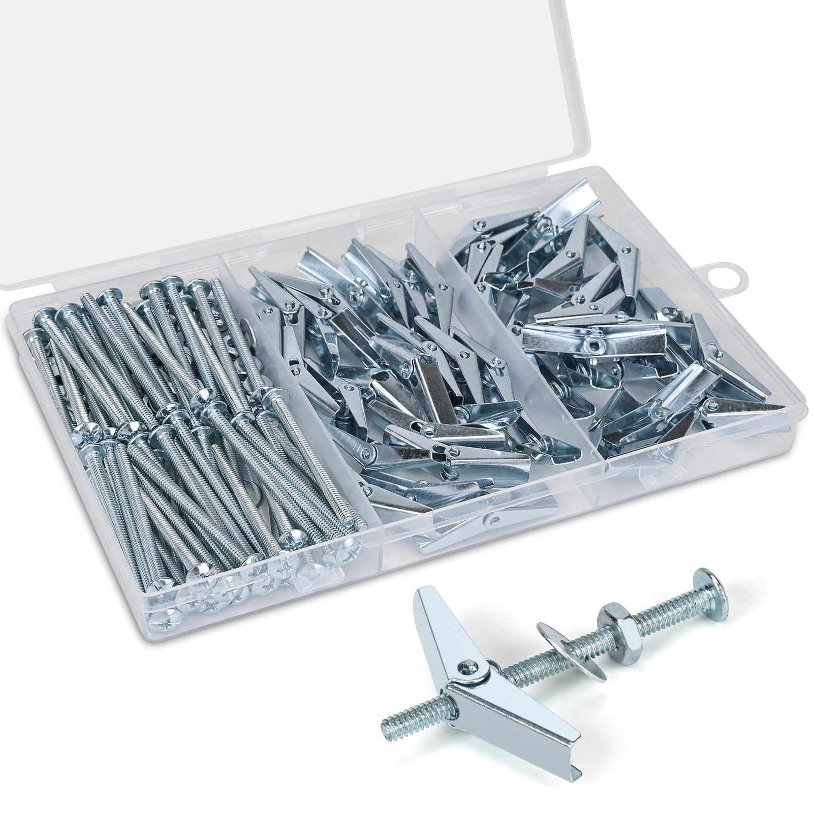 Photo 1 of 200pcs Toggle Bolts for Drywall, 50sets 1/8 Inch Heavy Duty Metal Drywall Anchors Kit, Dry Wall Anchors and Screws Kit, Butterfly Anchors for Ceiling, Sheetrock, Hollow Wall