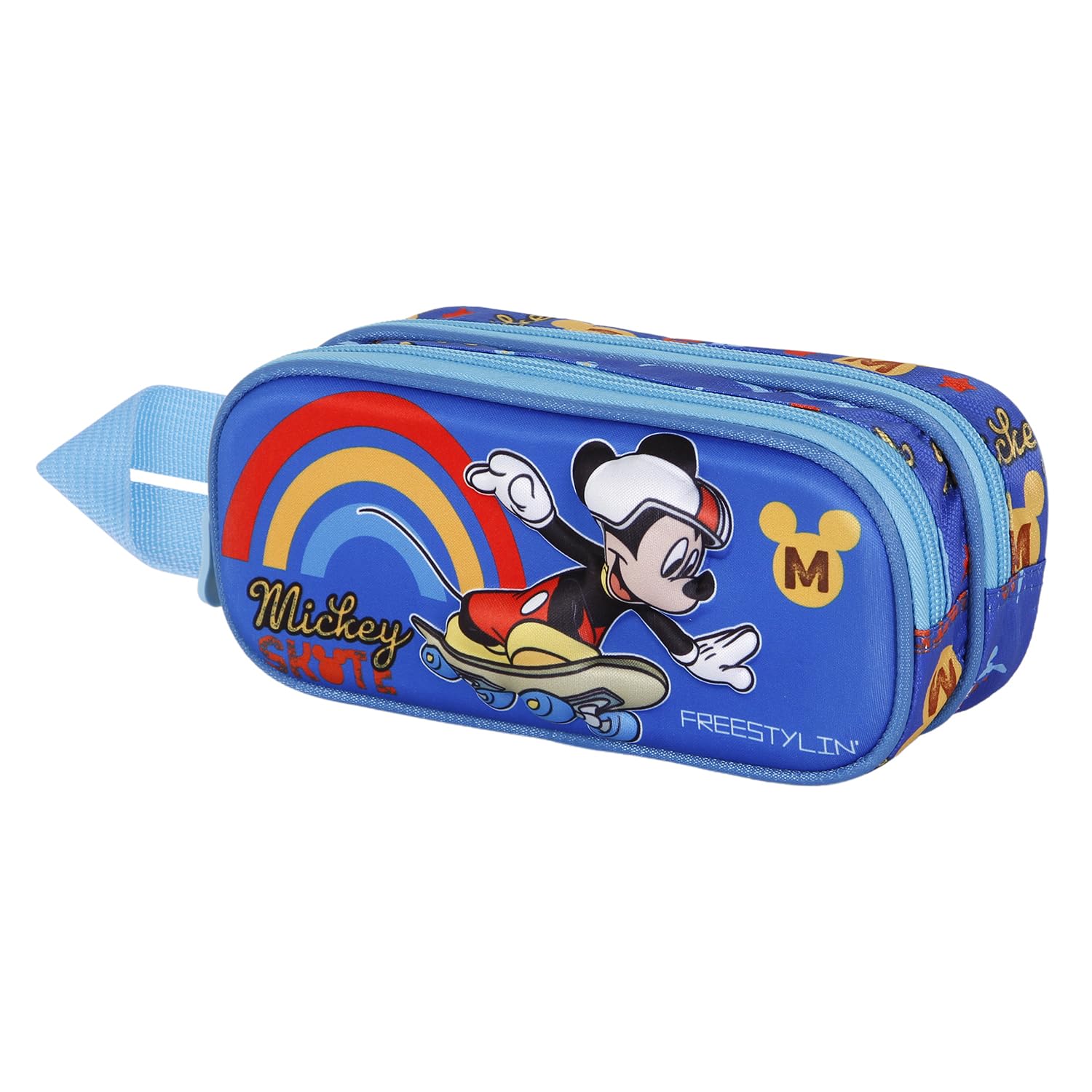 Disney Mickey Mouse Freestyle-3D Double Pencil Case, Blue, 22 x 9.5 cm