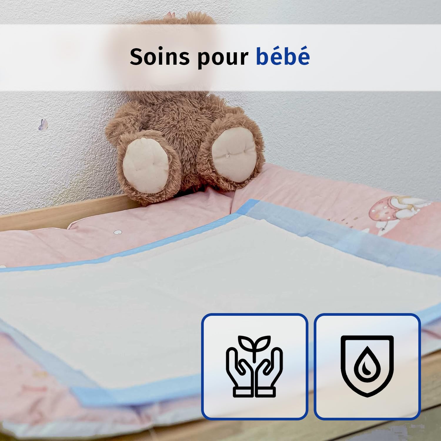 Sofex Alèses jetables 60x90 cm – 50 pièces, 5 Couches – alèses médicales de lit Incontinence, alèse jetable pour bébé, alèse pour Chien, alèses jetables absorbantes, Anti-fuites et antidérapantes