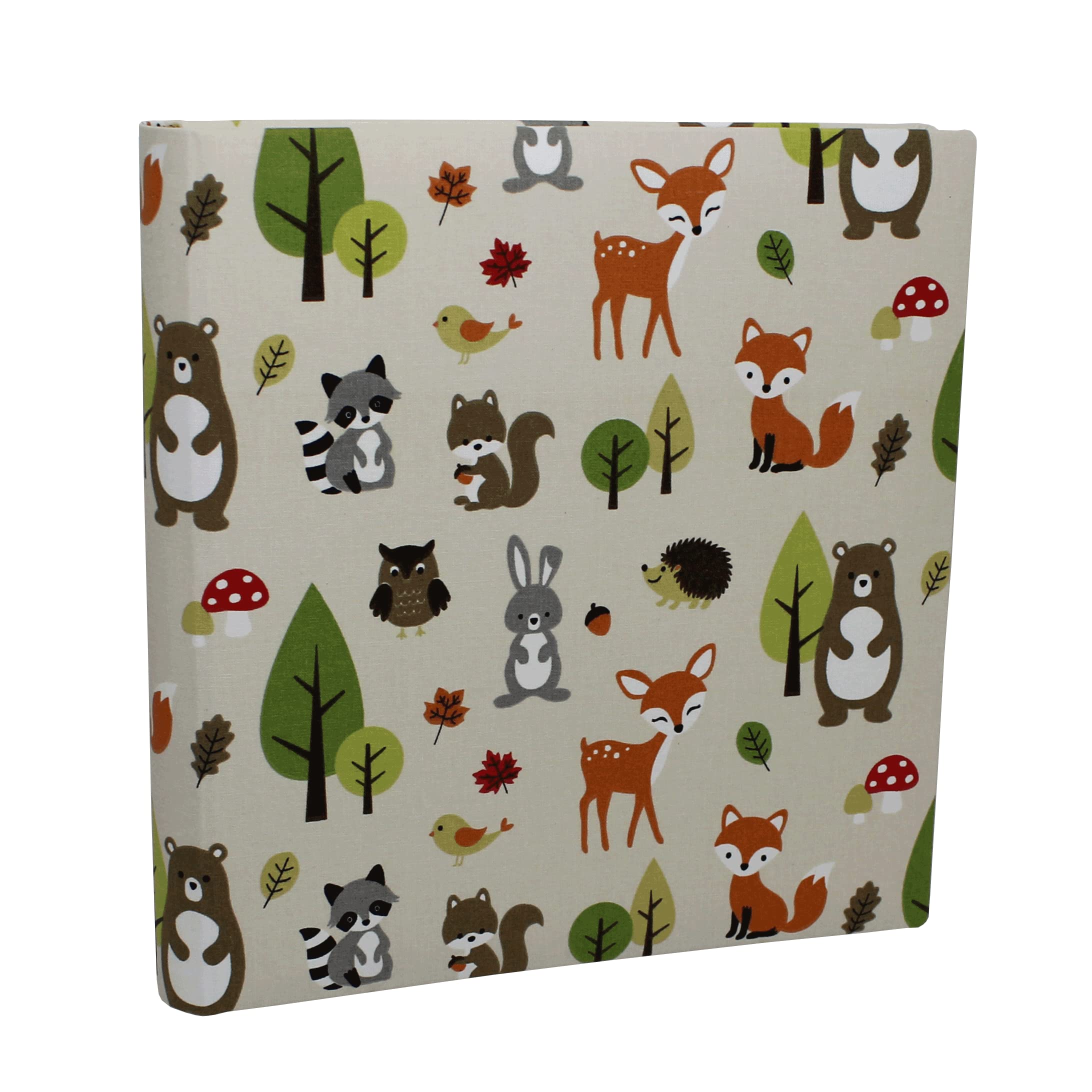 Álbum de fotos infantil con diseño de animales del bosque en cubierta de tela de algodón
