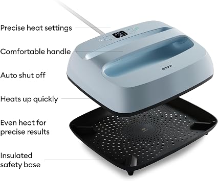 Cricut EasyPress 3 Smart Heat Press Machine with Built-in Bluetooth for T-Shirts, Pillows, Tote Bags & More, Advanced Ceramic-Coated Heat Plate with Precise Temperature Control (12 in x 10 in)