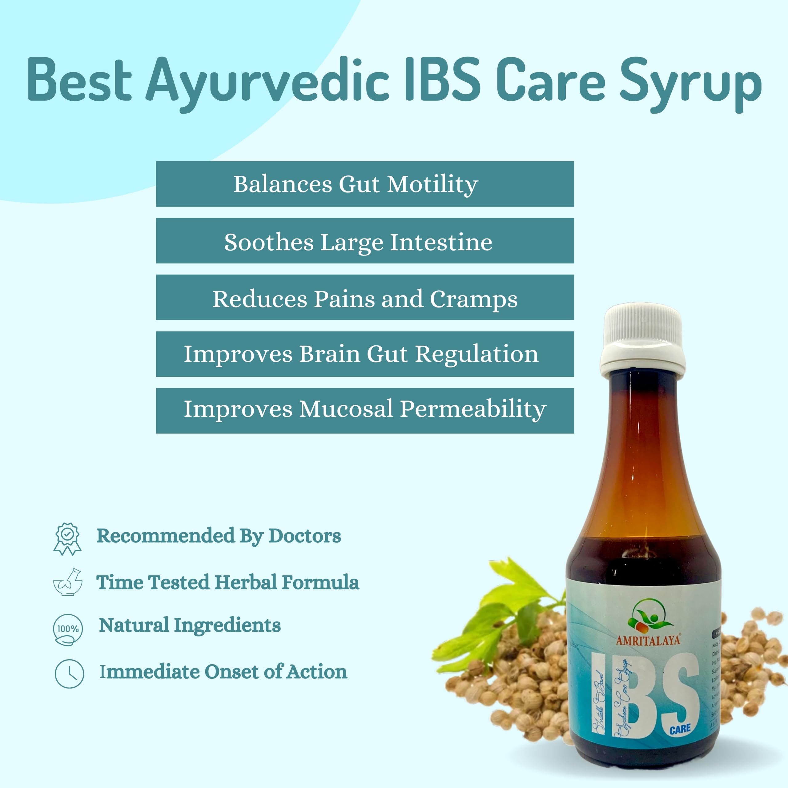 IBS CARE SYRUP: Ayurvedic relief for IBS, IBD, Ulcerative Colitis, Malabsorption Syndrome, and chronic diarrhea. Soothes, improves motility, reduces pain and inflammation. (Pack of 2) — Amazon image 2