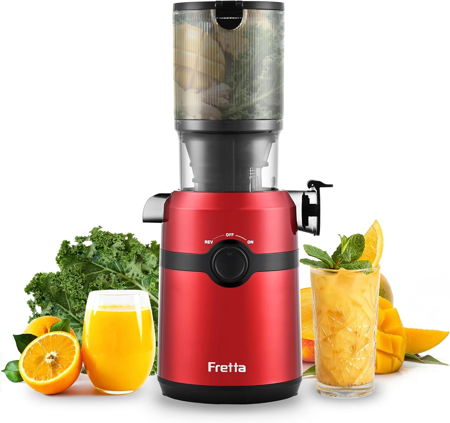 Extracteur de Jus, Fretta Extracteur de Jus de Fruits et Légumes Entiers, Grande Ouverture de 108mm Slow Juicer, 1L Capacité, Pression à Froid, Facile à Nettoyer, Sans BPA, 200W(Noir Mat) — vue 10