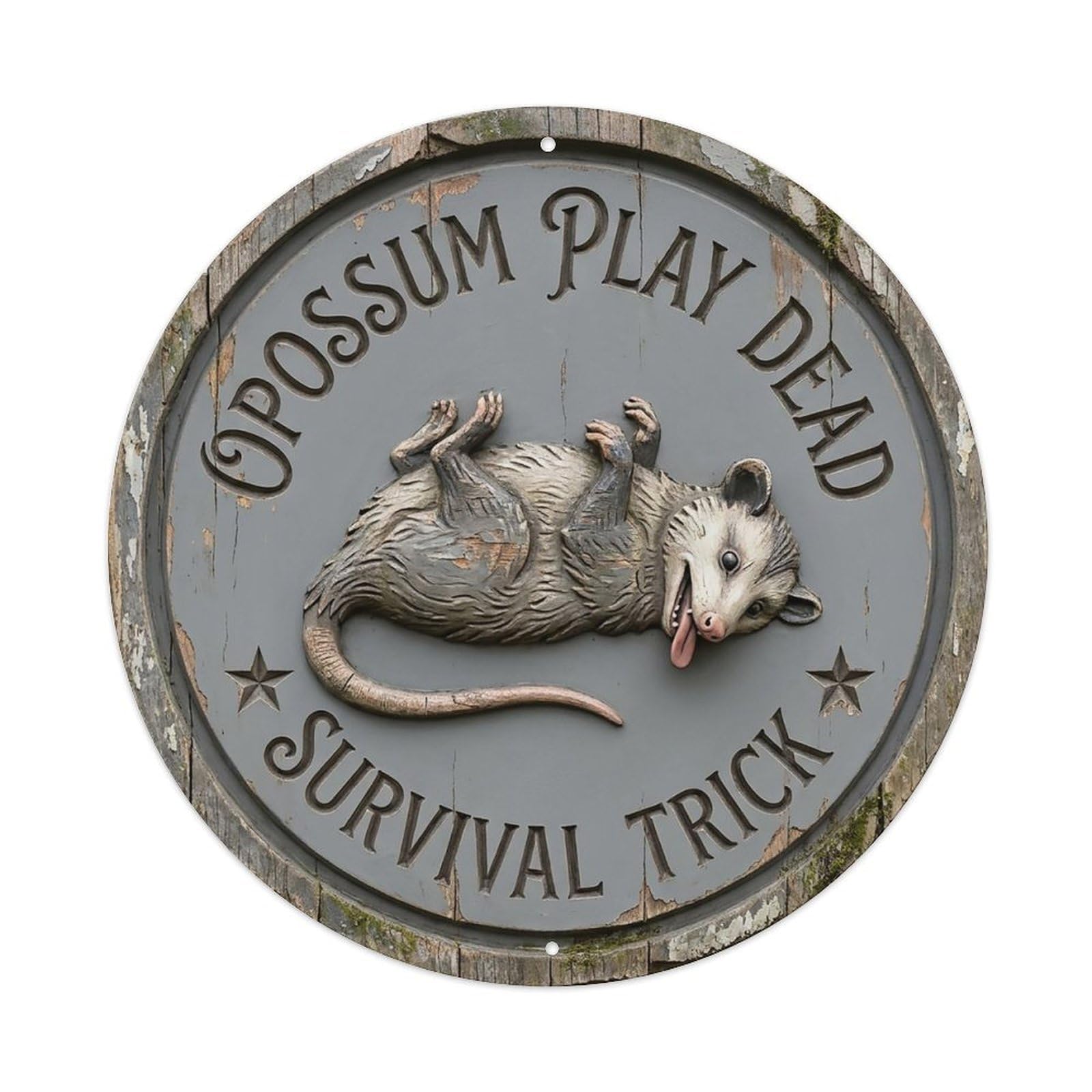 Cxhjca 8X8inch(20X20cm) Opossum Play Dead Survival Trick Metal Tin Sign