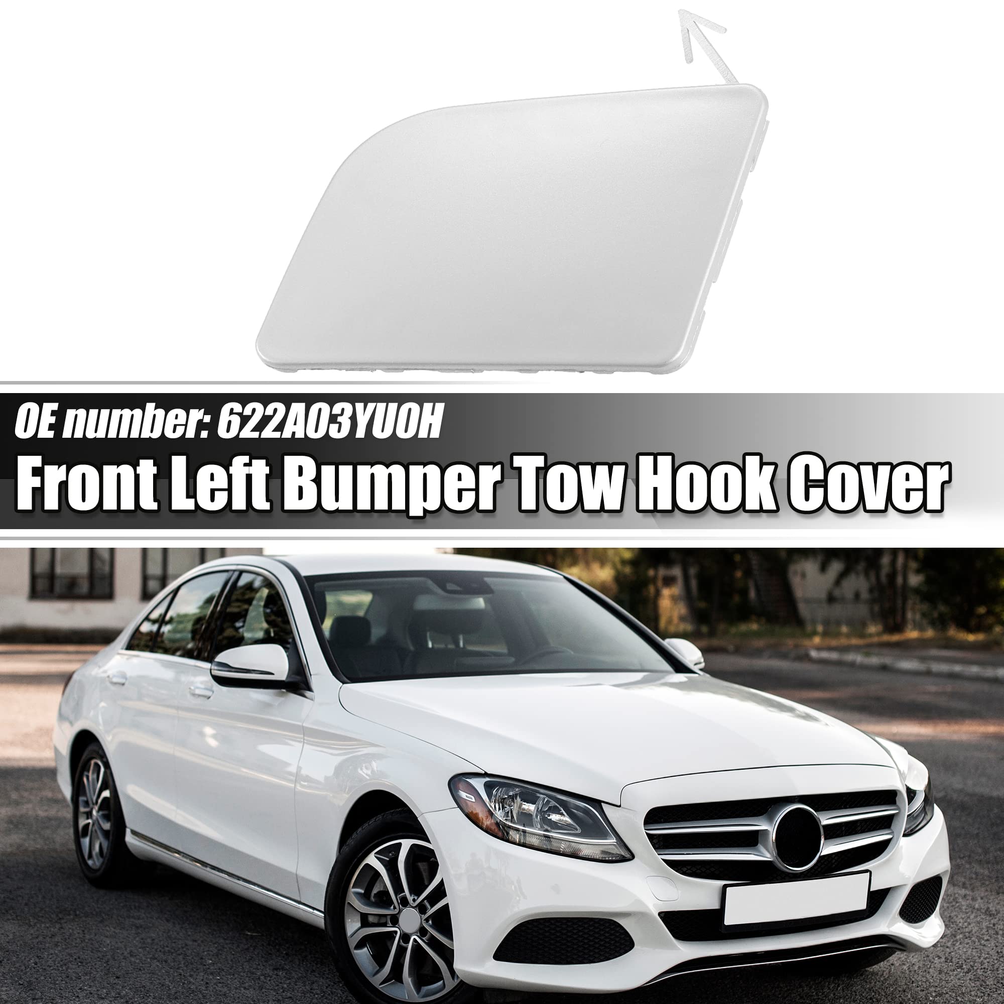 ACROPIX Front Left Bumper Tow Hook Cover Towing Eye Cap Fit for Nissan Sentra 2016 2017 2018 2019 622A03YU0H - Pack of 1 Silver Tone