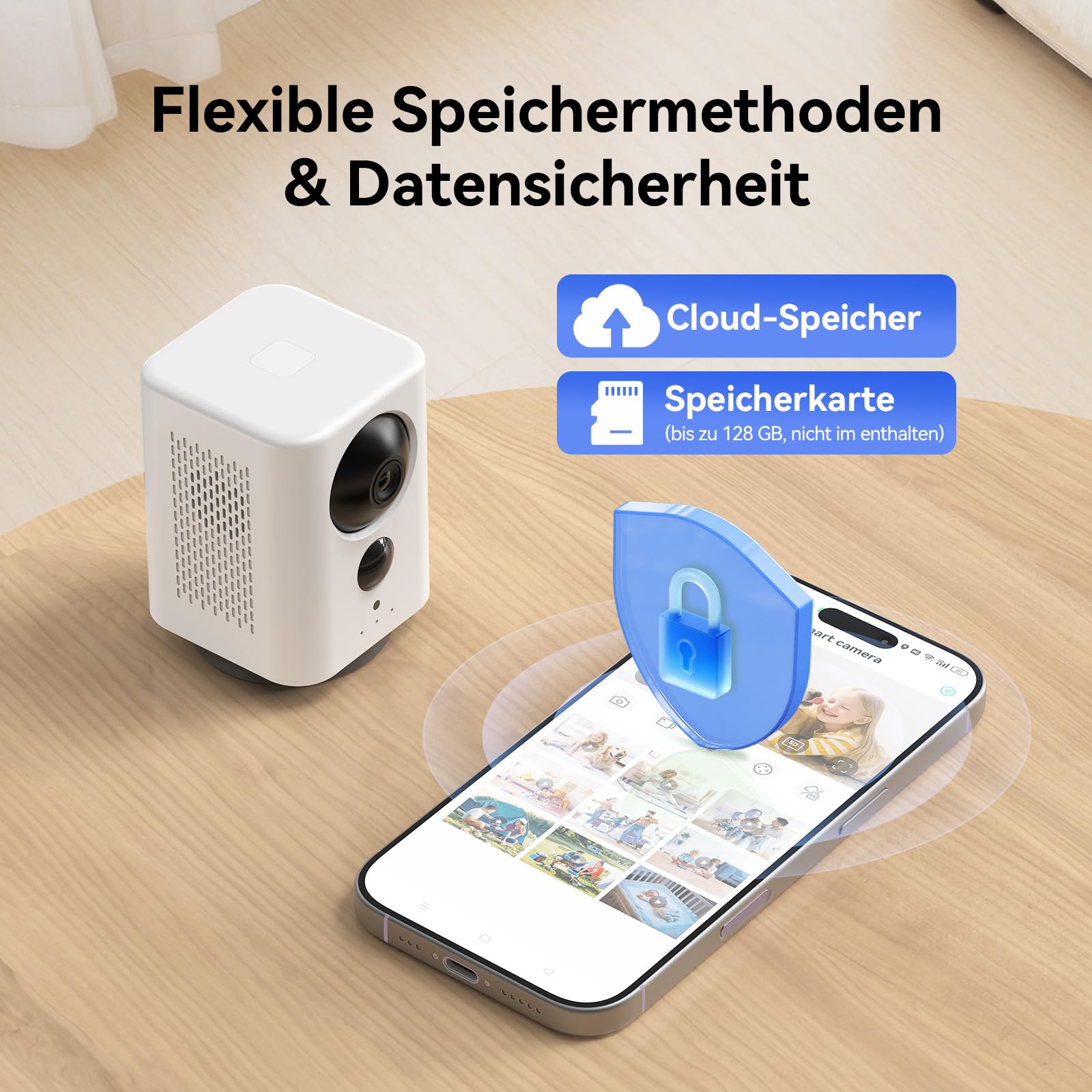 4g LTE überwachungskamera innen mit SIM Karte - 2K 360° PTZ Kamera ohne WLAN mit 7800 mAh Akku, PIR-Bewegungserkennung | Farbnachtsicht | Zwei-Wege-Audio