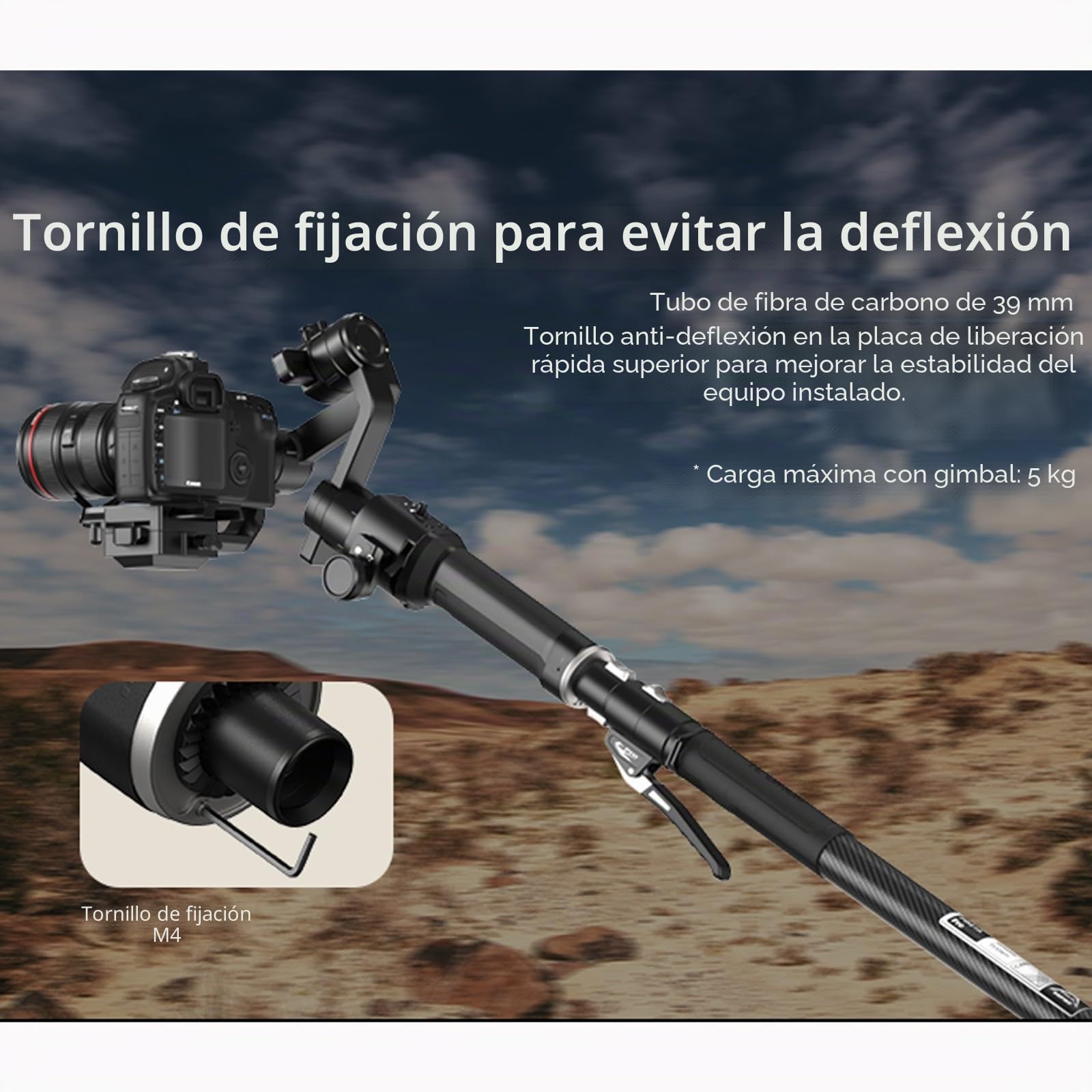 YC Onion Pineta Pro Monopie de Fibra de Carbono con Cabezal Fluido FH60 y Base de Pedal, Soporte de luz, monopie de Viaje liviano con Placa de liberación rápida para cámaras DSLR, cardán, etc.