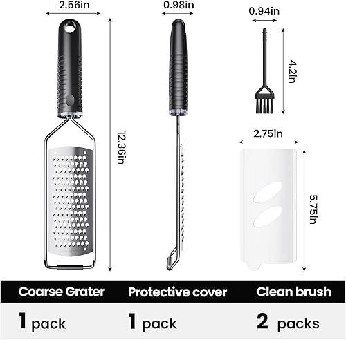 Miniatura 7 de Rallador de queso con mano, ralladores gruesos para cocina, 12 pulgadas, negro