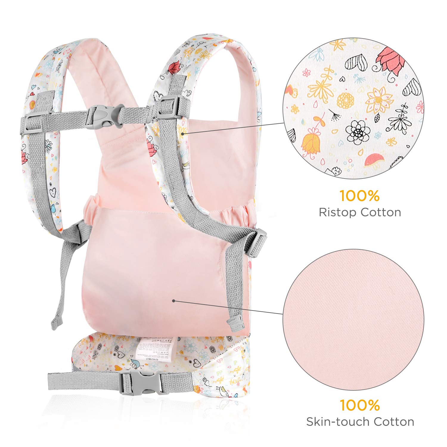 GAGAKU Dolls Carrier DolphinPattern, Front and Back Soft Cotton Doll Carriers for Baby Over 18 Months