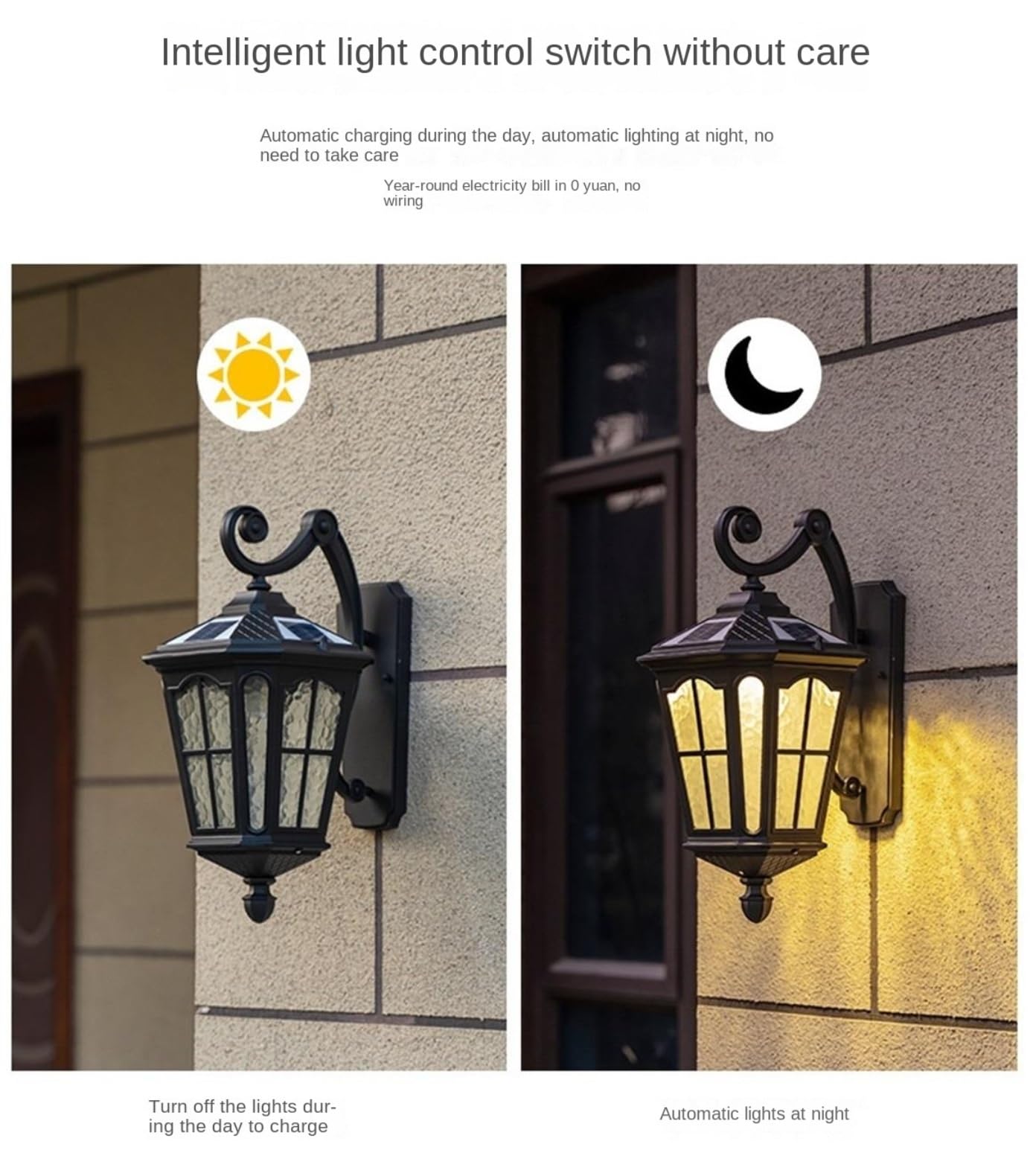 Solar-Wandleuchten für den Außenbereich, IP65 wasserdichte kabellose Gartenbeleuchtung für Haustür, Terrasse, Hofdekoration, energieeffiziente Außenbeleuchtung, 2 Stück
