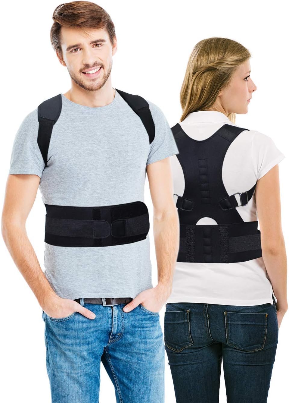 Voix Gear Back Brace Posture Corrector|Strategically Placed Magnet to Reduce Back Pain|straighten Posture|Suitable to wear Under Clothes||Men & Woman (XL 34"-42" Waist)