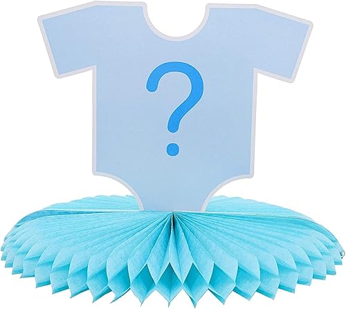 Miniatura 5 de Blue Panda Juego de 3 piezas de decoración de mesa de revelación de género, suministros de fiesta de nido de abeja para bebé niño o niña, 12 x 9