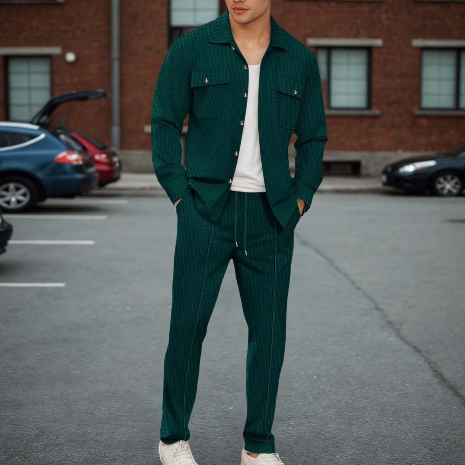 Conjunto genérico para hombre de algodón, 2 piezas, chándal, deporte, sudadera, pantalones casuales, ligeros, transpirables, entrenamiento, gimnasio, casa elegante, A37