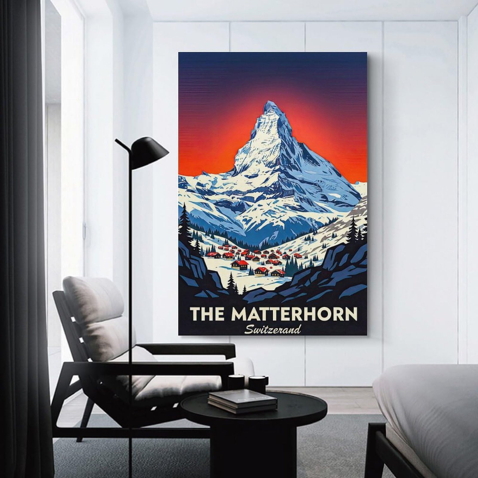 Junmoney The Matterhorn Switzerland Vintage Wall Art Print, 08x12inch(20x30cm), for Front Hall, Corridor Or Welcome Spaces, Wall Decor to Refresh Empty Corners