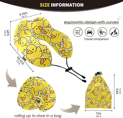 Miniatura 3 de SPRIPORT Almohada de cuello de viaje de pato de goma para dormir, almohada de espuma viscoelástica para el cuello con bolsa de almacenamiento,