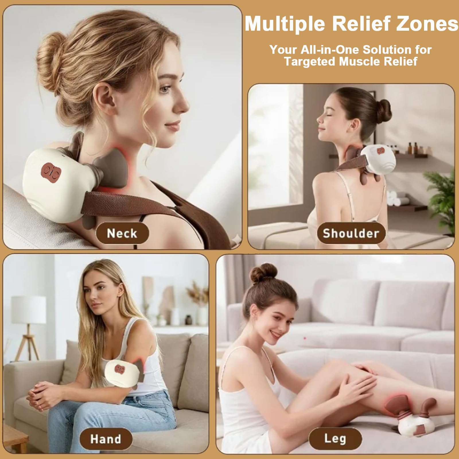 Schultermassagegerät mit Wärme, Shiatsu-Nacken- und Rückenmassagegerät, wiederaufladbares Tiefengewebe-Knetmassagekissen für Papa, Mutter, Müdigkeit, Linderung, Muskelentspannen