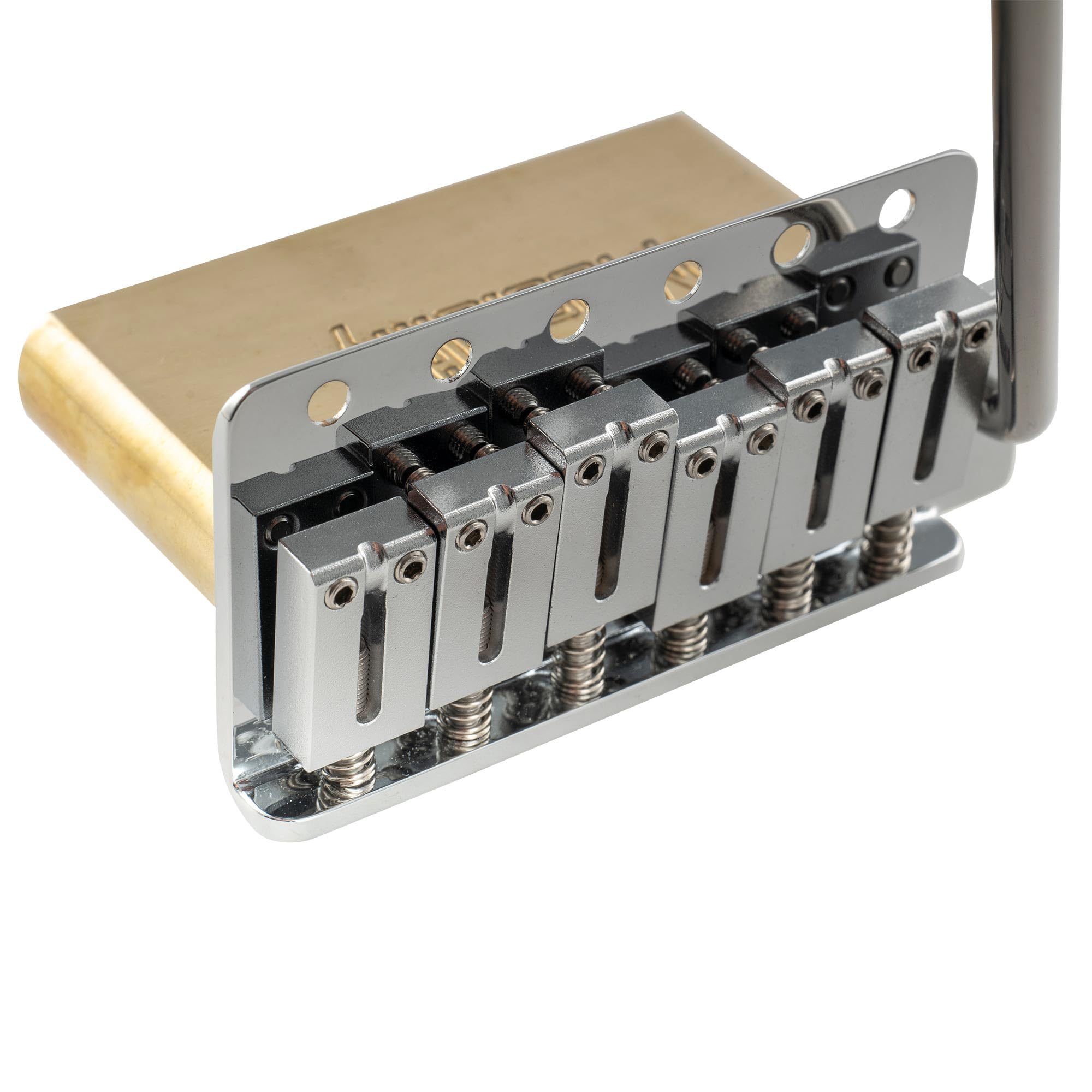 Musiclily Ultra BV019 56mm Vintage 6-Punkt Tremolo Steg Bridge Chrom | Moderne Messing Saitenreiter, 42mm Messingblock, für Strat Style E-Gitarre