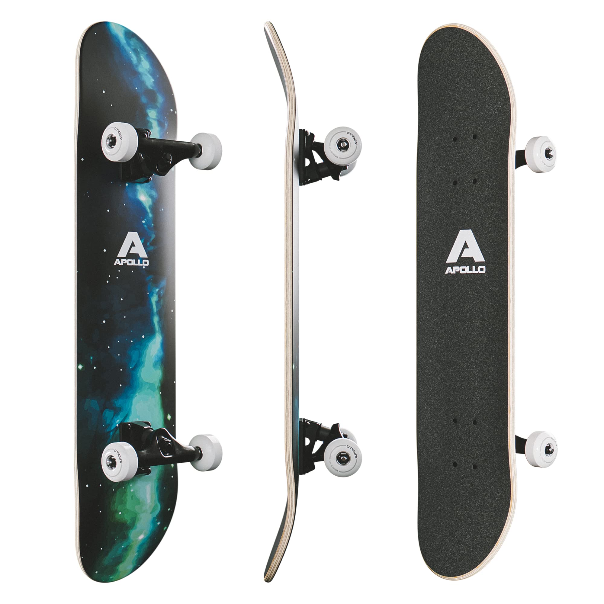 Apollo Standard Skateboards for Teens, Adults and Kids - 31 inch Complete Skateboard for Beginners, Intermediate and Pros. Double Kick Skate Board with 7-Layer Hand-Picked Northwood Maple - Galaxy