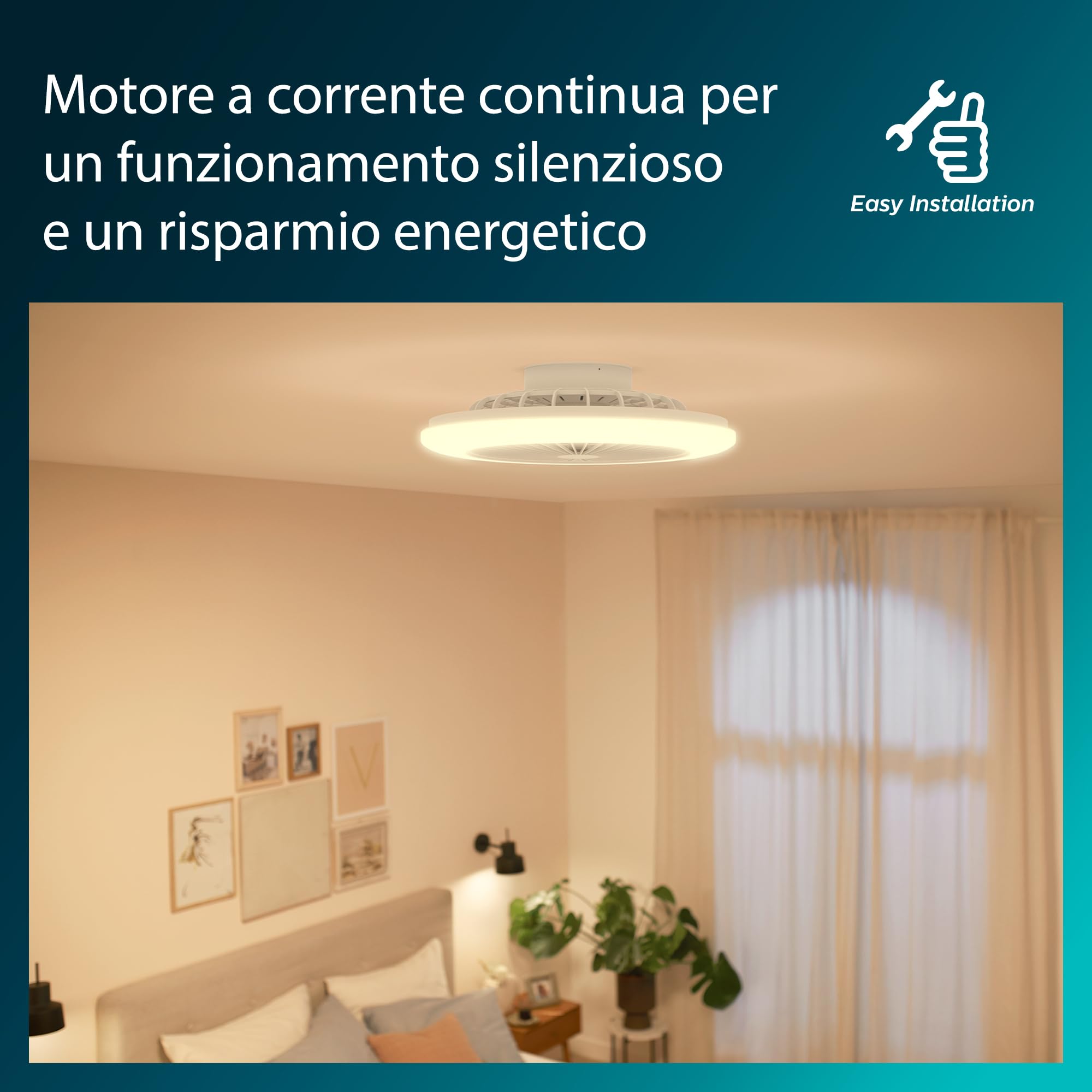 Amigo Fan Light Flat LED 25W+60W Remote Control round - sparkle