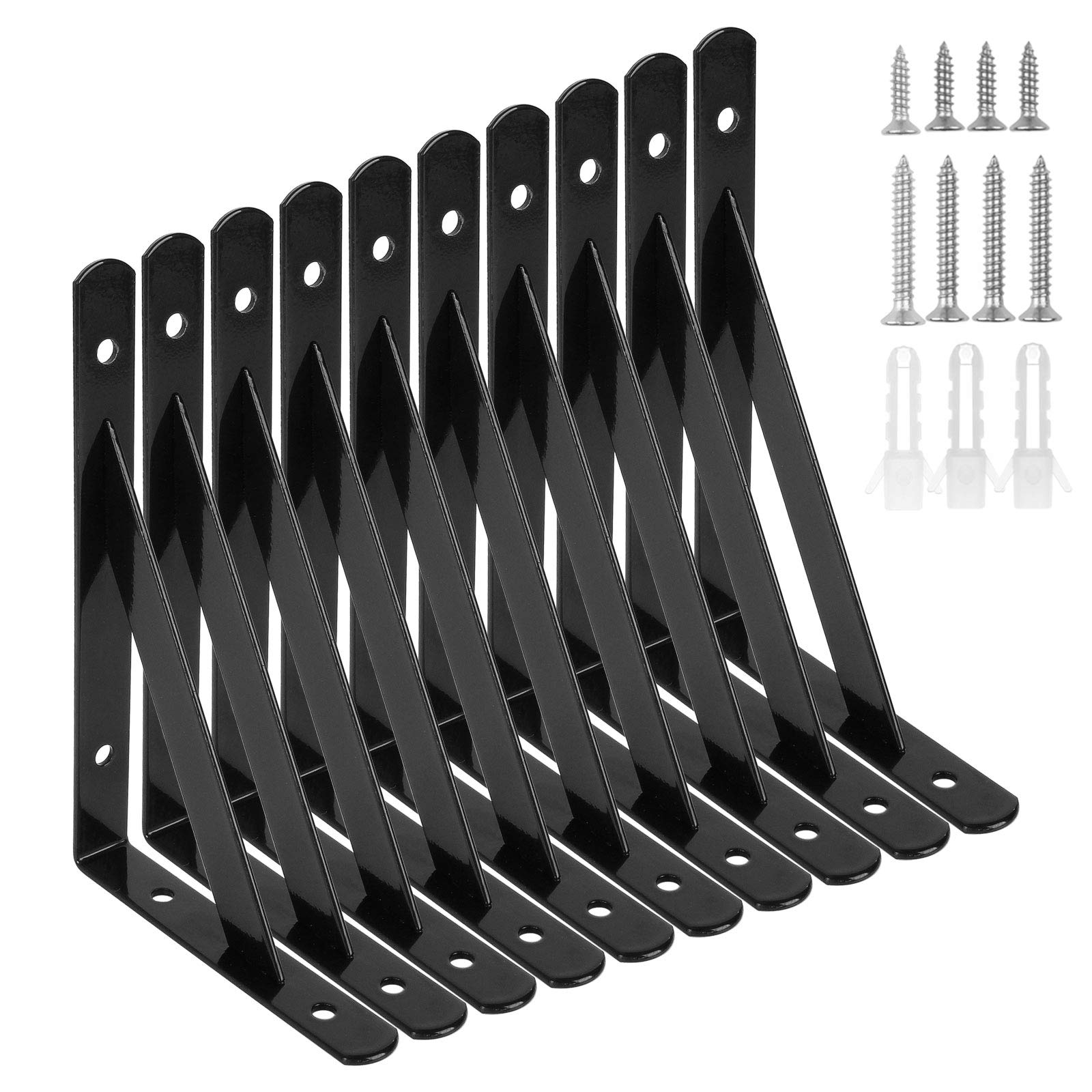 Buy LISHINE 6 Inch Shelf Brackets Black, 10 Pack Heavy Duty Wall