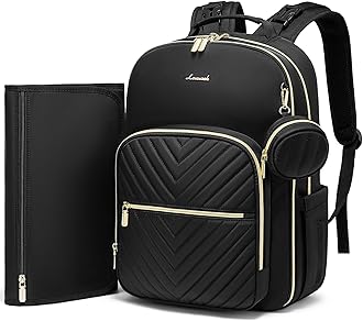 LOVEVOOK Diaper Bag Backpack, Quilted Baby Bag with Changing Pad & Pacifier Holder, Waterproof Travel Diaper Bags for Baby Boys Girls, Stylish and Large Capacity, Black