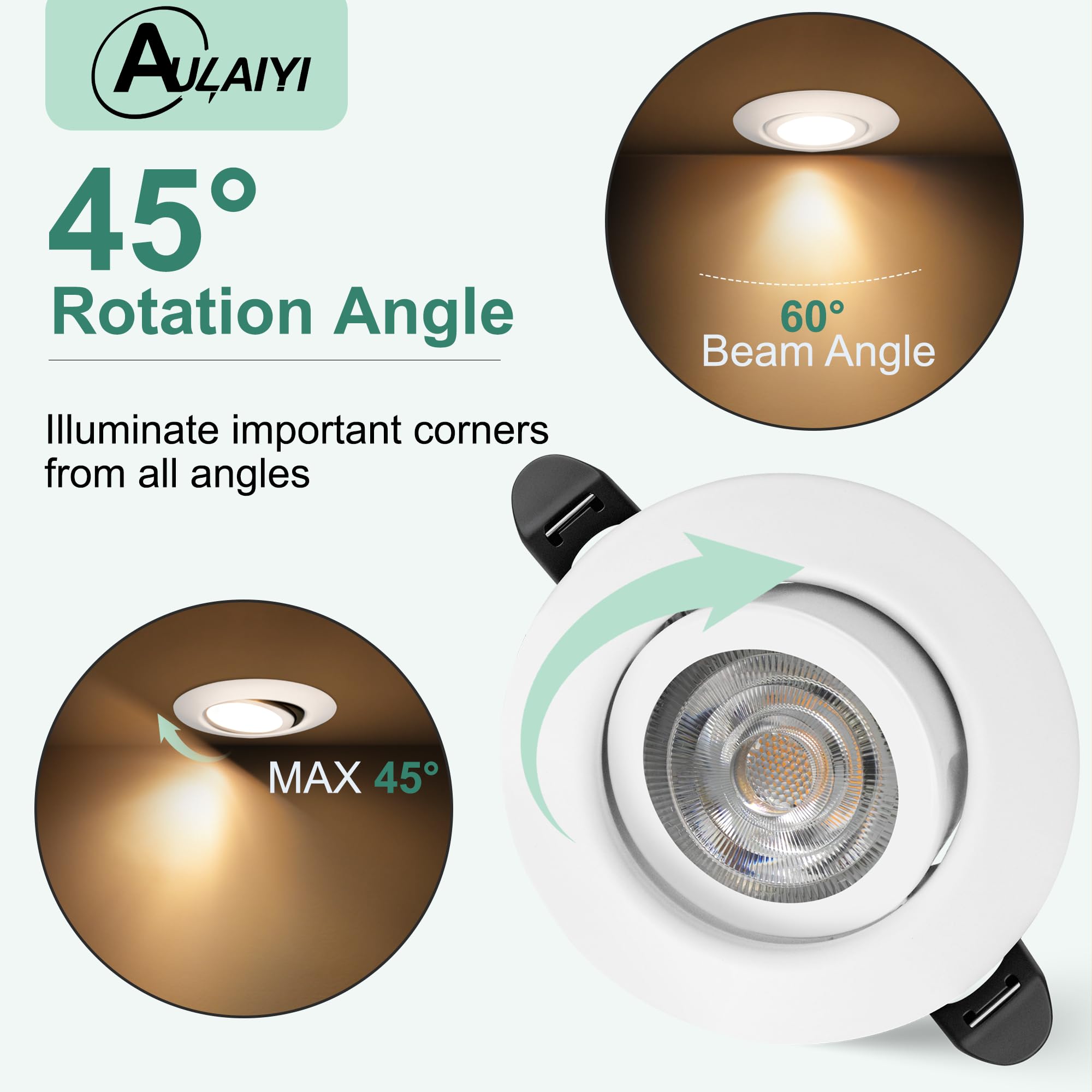 LED Einbaustrahler 230V Dimmbar 68mm 5.5W IP44 2700K Warmweiß 6er Set