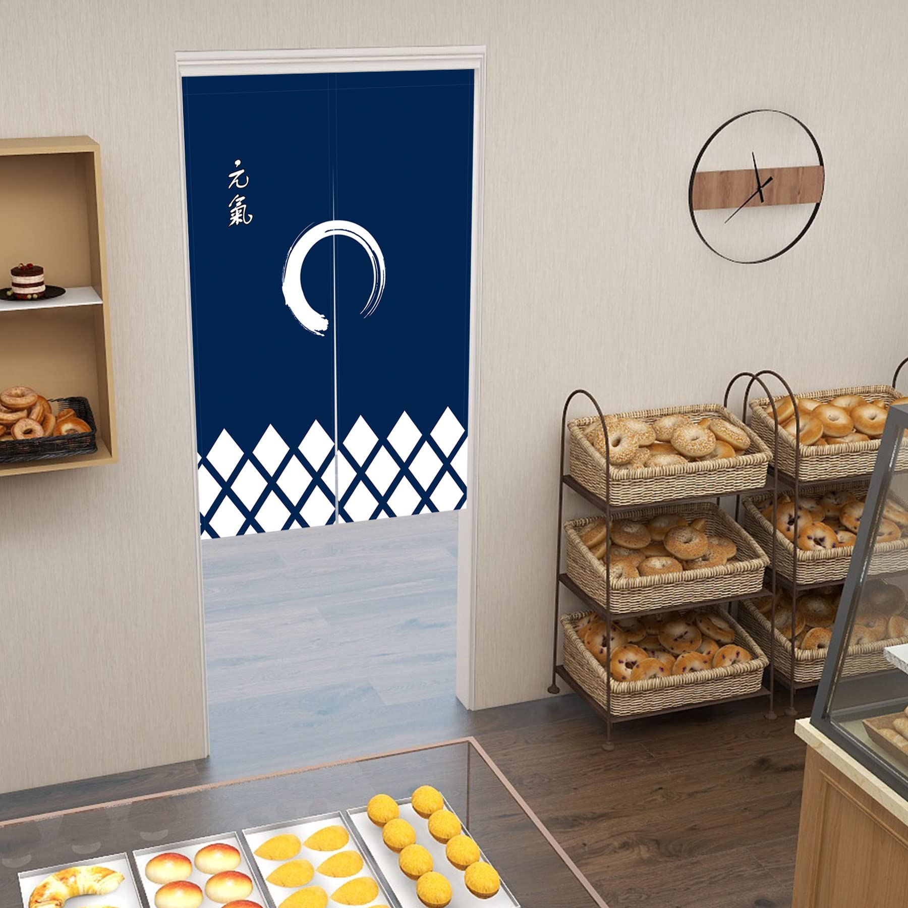 LIGICKY Noren - Tenda in stile giapponese per porta, finestra, decorazione per la casa (Enso Circle, 85 x 150 cm)