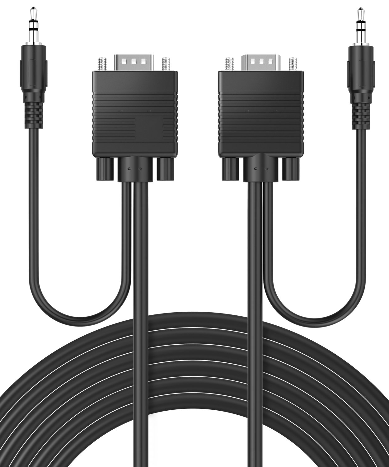 Cable de monitor VGA/SVGA/UXGA (25 pies) con conector de audio de 0.138 in (hombre a macho) - Soporta alta resolución de video para monitor LCD LED proyector HDTV 2
