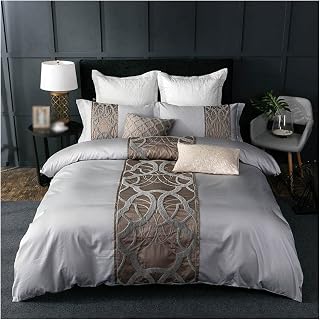 LEIGE Gray White Sheets Pillowcase Quilt Cover Set Cotton Queen Size Sheets Queen Size Double Bed Sheet Set (Color : D, Size : 1.8 * 2.0m)