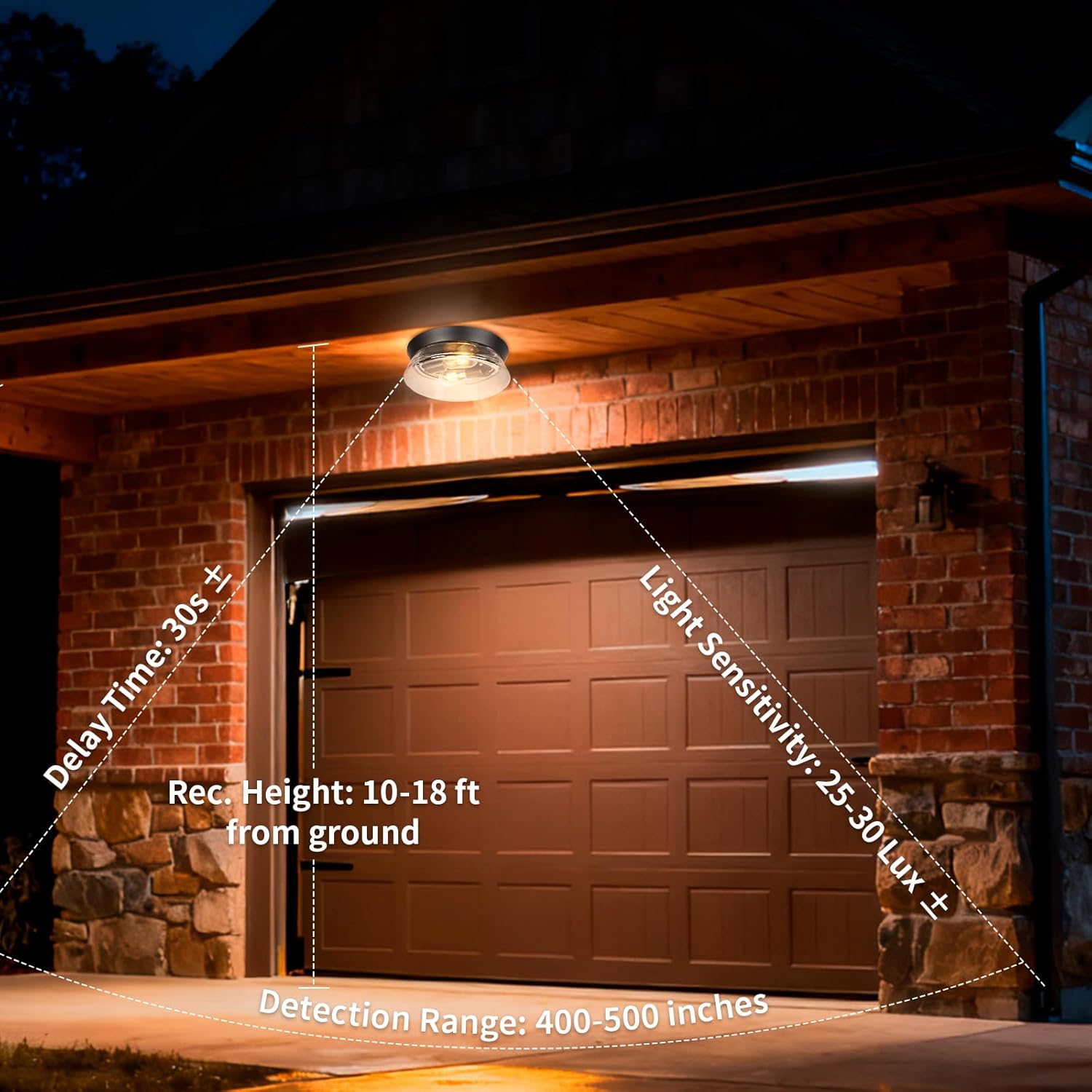Motion Sensor Outdoor Ceiling Light, Black Modern Flush Mount Light Fixture with Clear Glass, Farmhouse Waterproof Ceiling Light for Porch, Patio, Hallway, Entryway, Garage (2 Blub Needed)