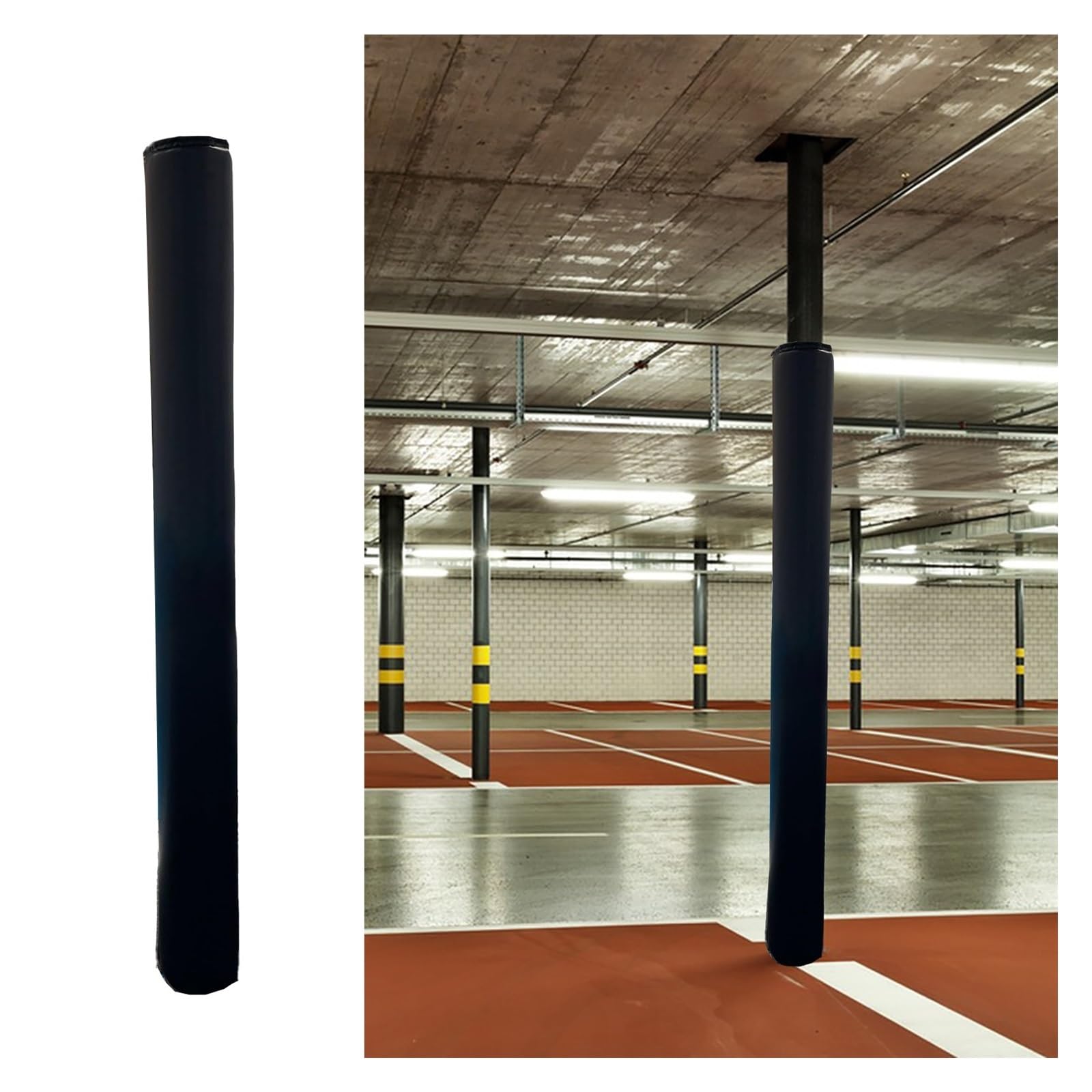 Kellersäulenabdeckung, schwarz & blau, gepolsterte Kollisionspolsterung für 5,1-25,4 cm Säulen, benutzerdefinierte abnehmbare Pads für Basketballkorb-Schutz