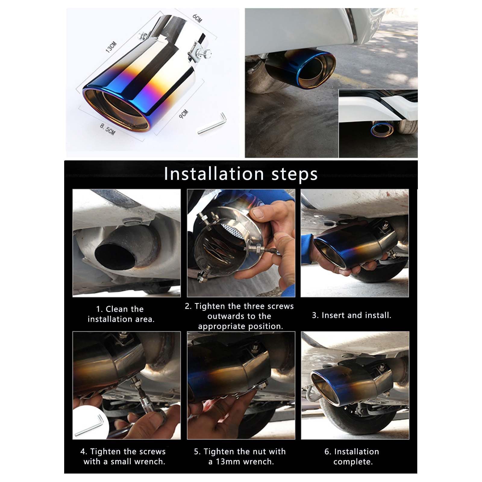 Terminale di Scarico, per VW New Beetle Cabrio (1Y7) 2002-2010 Tubo di Scarico Terminale marmitta Regolabile Accessorio Auto Installazione Facile,A