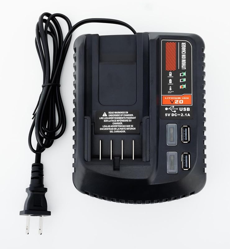 Carregador de Bateria 20V para Craftsman V20 CMCB104 com 2 Portas USB SUKIQST