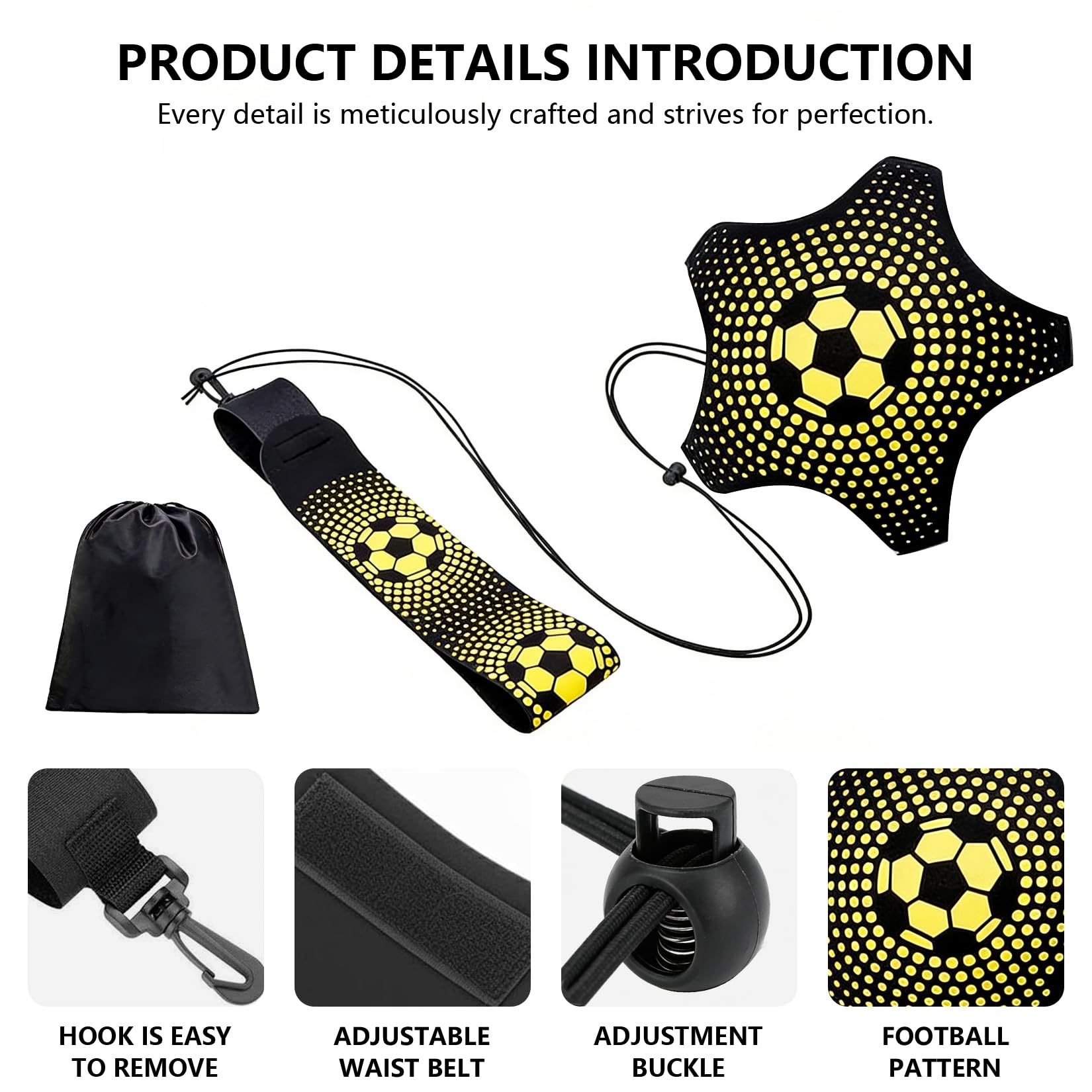 PIANKEKE Kit Matériel Entraînement Football Accessoire: Plot Sport, Ceinture Entraînement, 12 cônes et Sac de Rangement. Convient aux Ballons de Tailles 3/4/5, pour développer compétences des garçons - 3