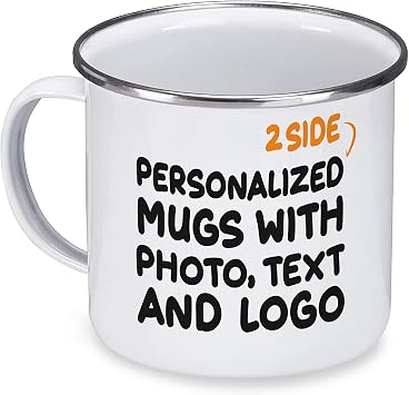 Custom Camp Mugs Personalized Camp Cups Add Picture Create Logo Enamel Camp Coffee Mug With Text 12oz