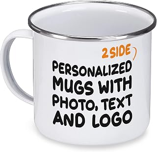 Custom Camp Mugs Personalized Camp Cups Add Picture Create Logo Enamel Camp Coffee Mug With Text 12oz