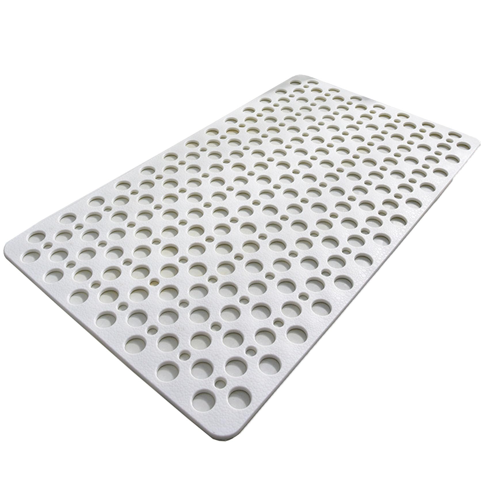 Bath Mat, Non Slip Shower Mat with Strong Suction Cups, Drain Holes and Secure Grip for Bathroom, Bath and Shower Use (White,53 * 53cm)