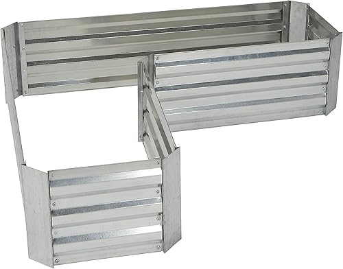 Miniatura 1 de Ironton Jardinera elevada en forma de L de acero corrugado galvanizado, 47 13 pulgadas de largo x 17 34 pulgadas de ancho x 11 45 pulgadas de