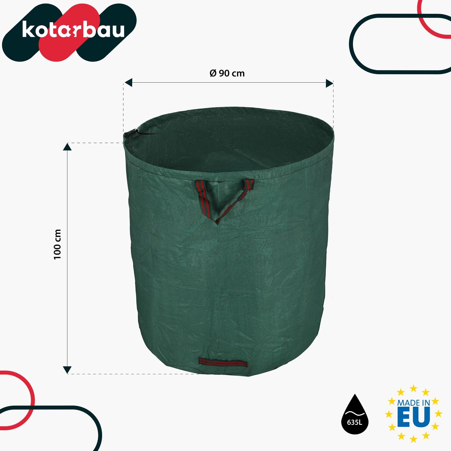KOTARBAU® Lot de 3 sacs à déchets de jardin, 635 L. Idéal pour seau à mortier, plantes, feuilles et tontes de gazon. Sac rectangulaire pratique pour jardin et conteneur.